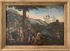 Italienische OLD MASTER-OIL-PAINTING – FIGURES GARDENING LANDSCAPE, 17. Jahrhundert