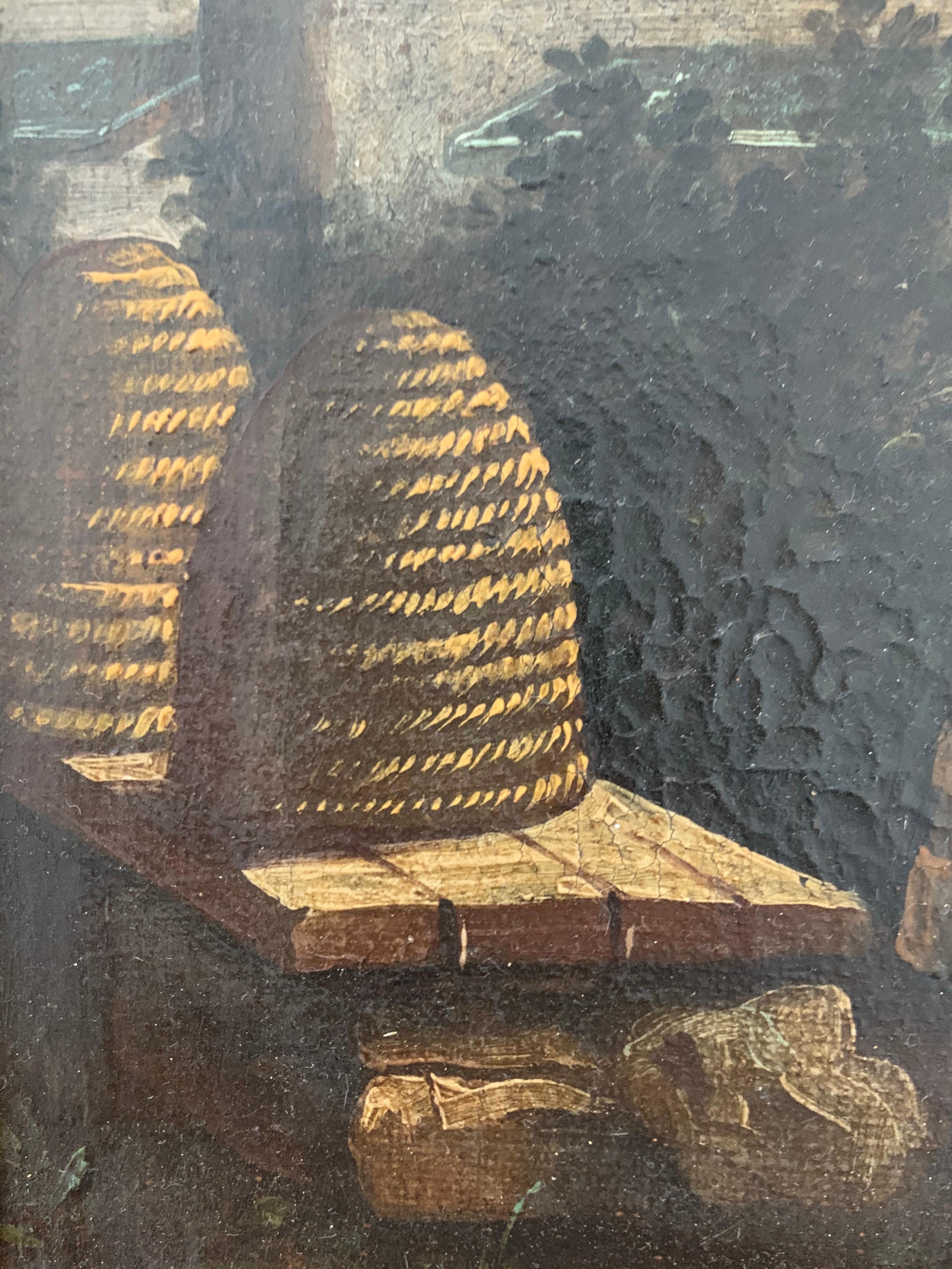 FINA PINTURA AL ÓLEO DE UN VIEJO MAESTRO ITALIANO DEL SIGLO XVII - FIGURAS JARDINERÍA PAISAJE en venta 2
