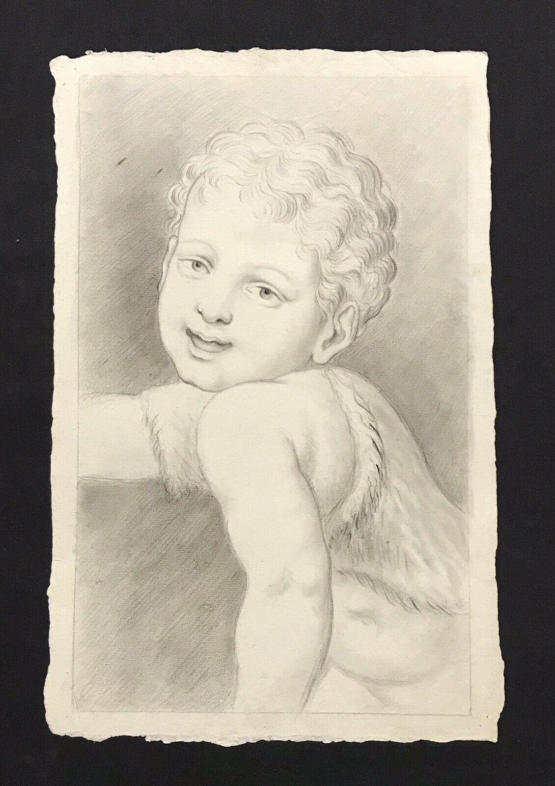 FINE 18TH/ 19TH CENTURY ITALIAN OLD MASTER DRAWING - HEAD PORTRAIT OF CHILD - Painting by Unknown