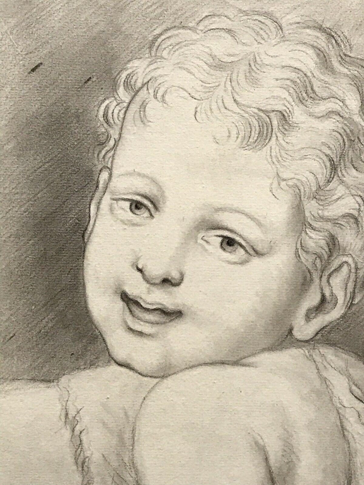 FINE 18TH/ 19TH CENTURY ITALIAN OLD MASTER DRAWING - HEAD PORTRAIT OF CHILD - Abstract Painting by Unknown