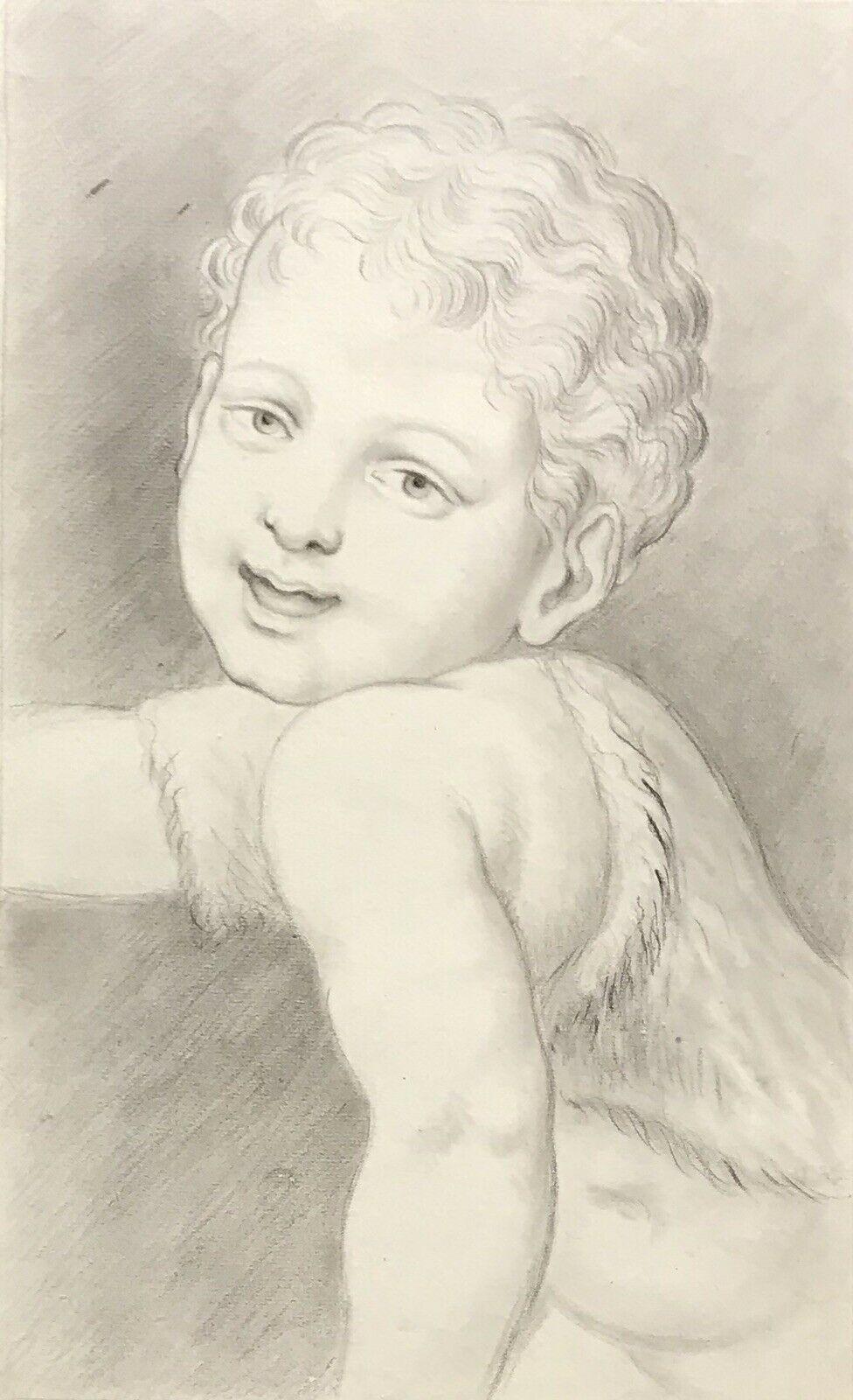 Unknown Figurative Painting - FINE 18TH/ 19TH CENTURY ITALIAN OLD MASTER DRAWING - HEAD PORTRAIT OF CHILD
