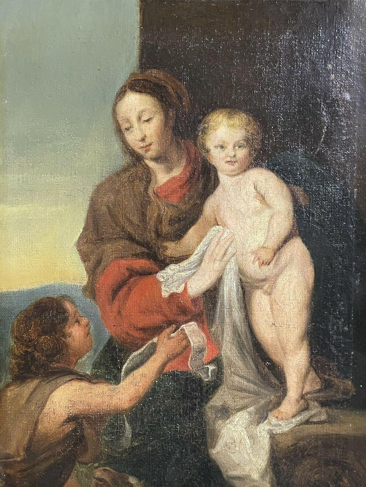 Unknown Portrait Painting - FINE 18th CENTURY FRENCH OLD MASTER OIL PAINTING - THE MADONNA & CHILD, ST. JOHN