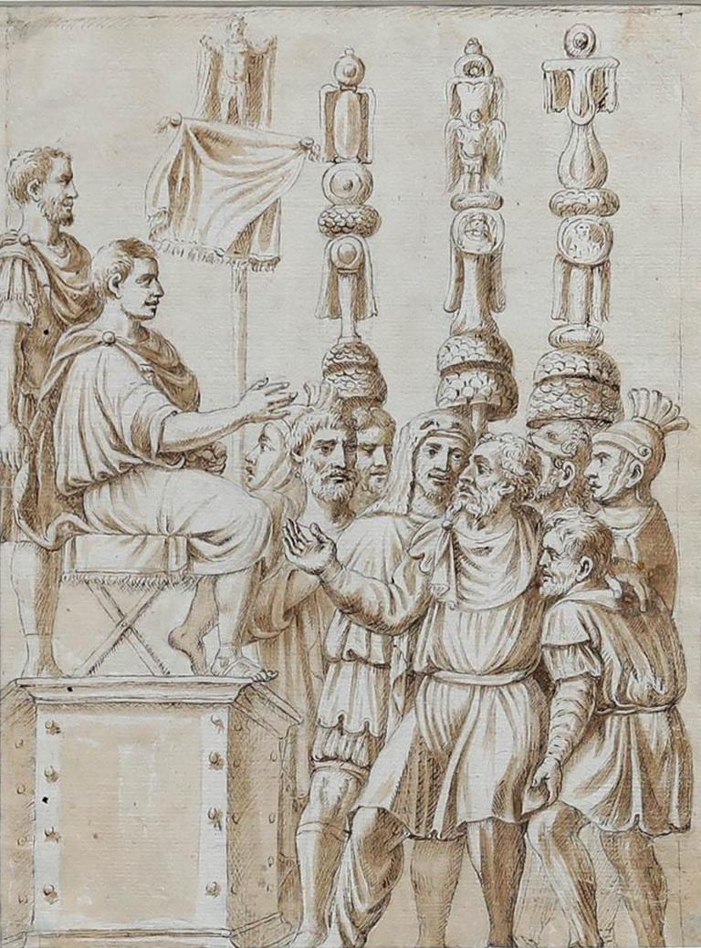 Fine 18th Century Pen and Ink Drawing - Parthamasiris, King of Armenia - Painting by Unknown