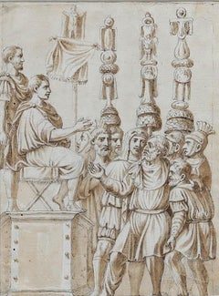 Fino dibujo a pluma y tinta del siglo XVIII - Parthamasiris, rey de Armenia