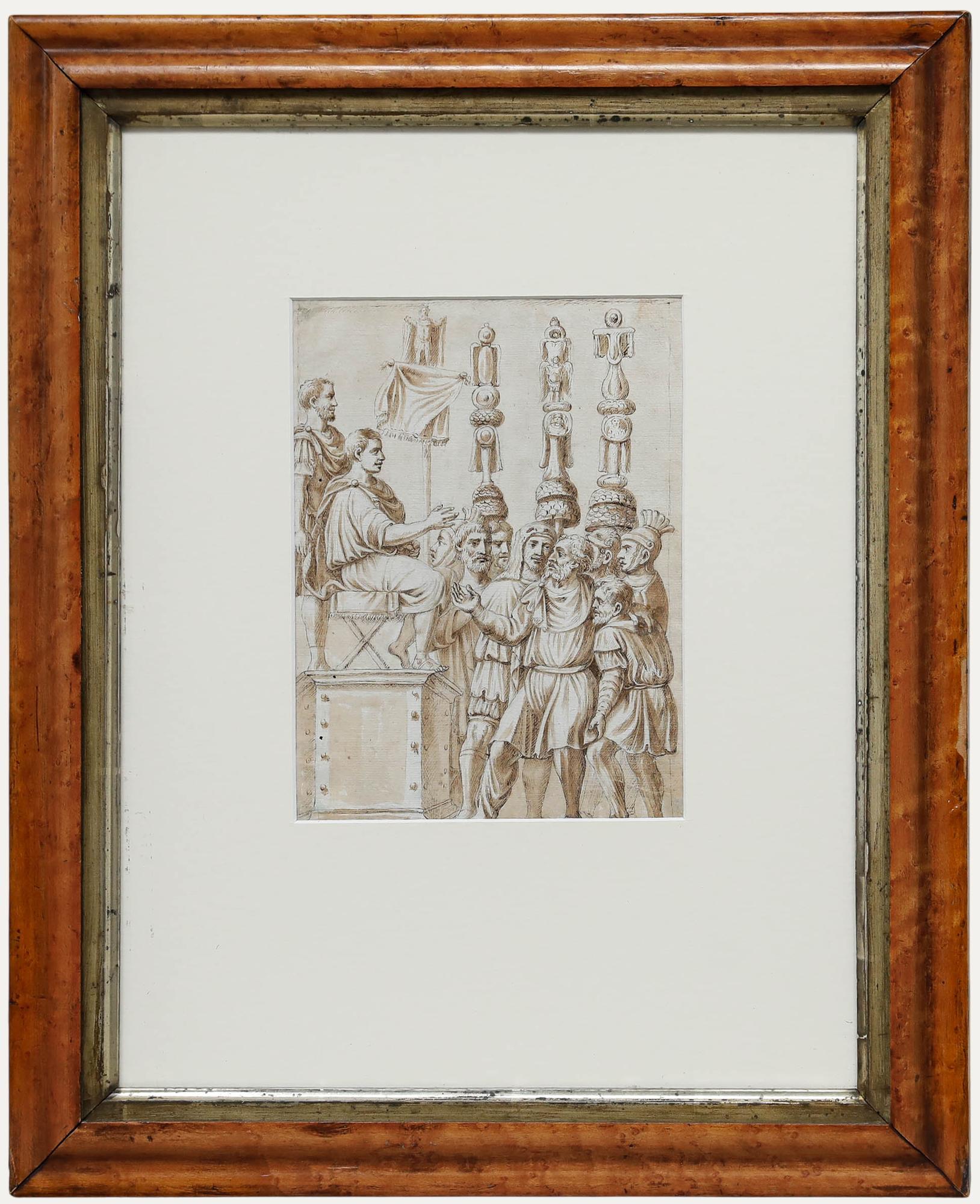 Unknown Figurative Painting - Fine 18th Century Pen and Ink Drawing - Parthamasiris, King of Armenia