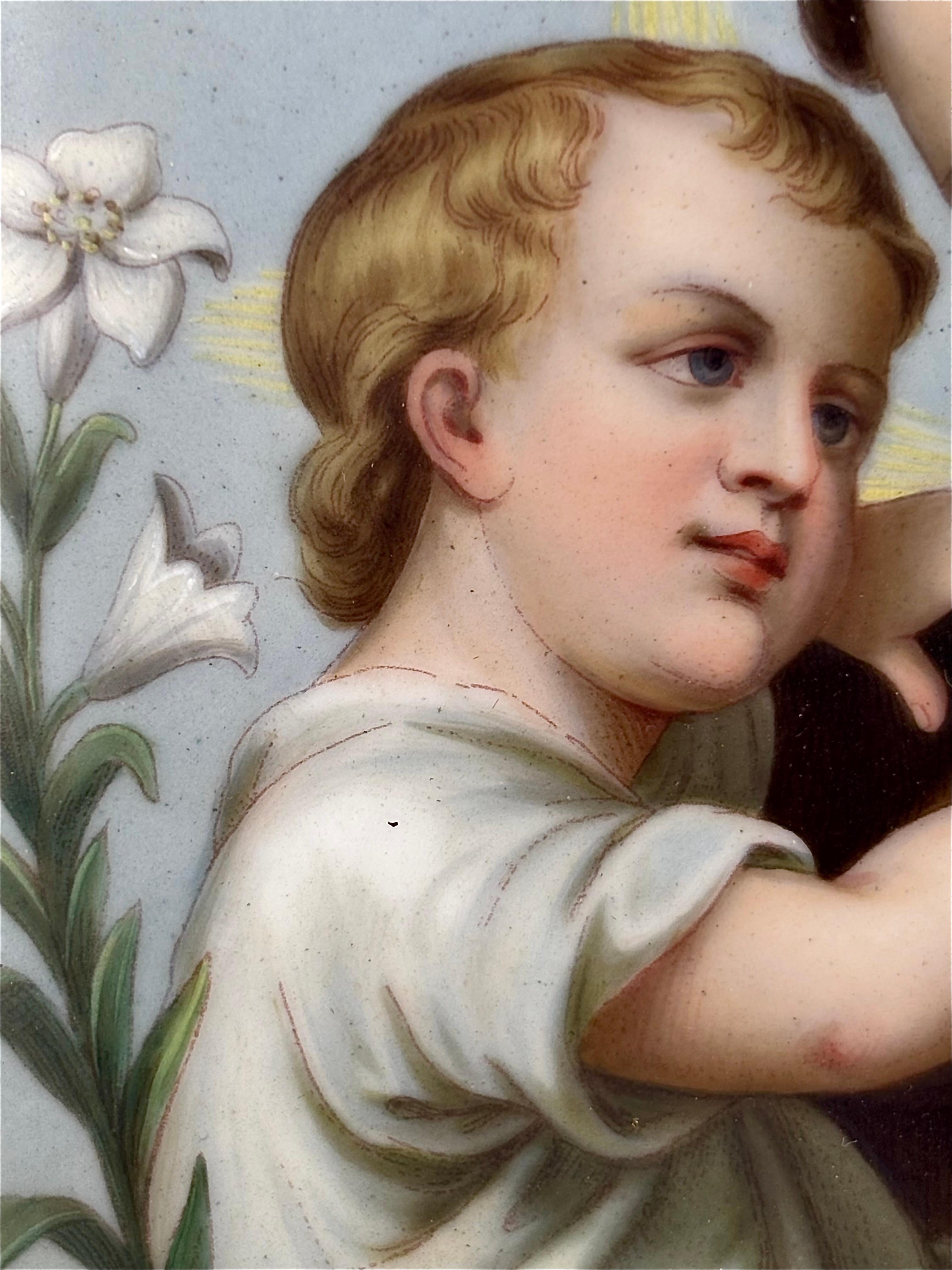 Raffinato smalto su porcellana del XIX secolo raffigurante Sant'Antonio con Cristo in vendita 1