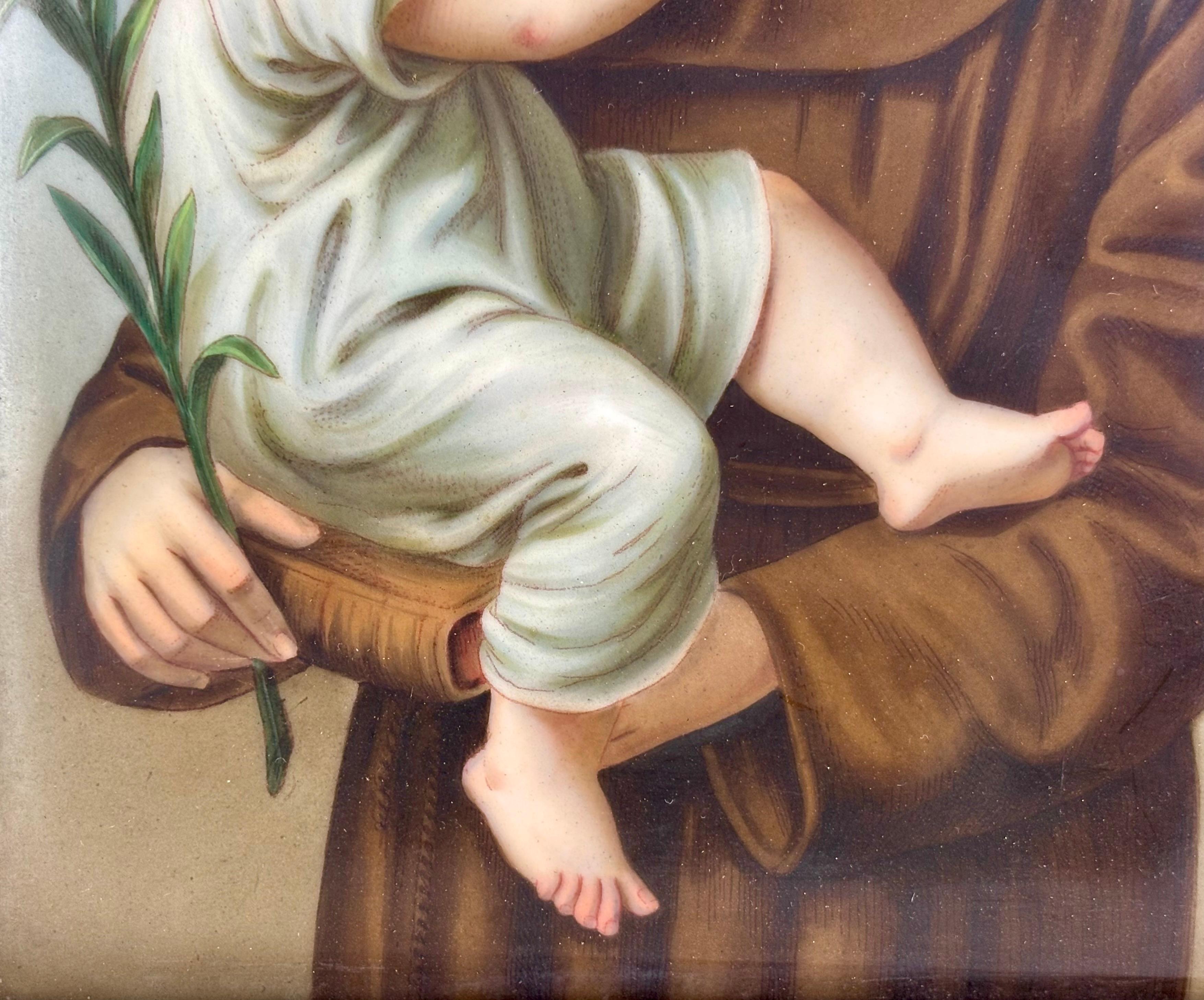 Raffinato smalto su porcellana del XIX secolo raffigurante Sant'Antonio con Cristo in vendita 2