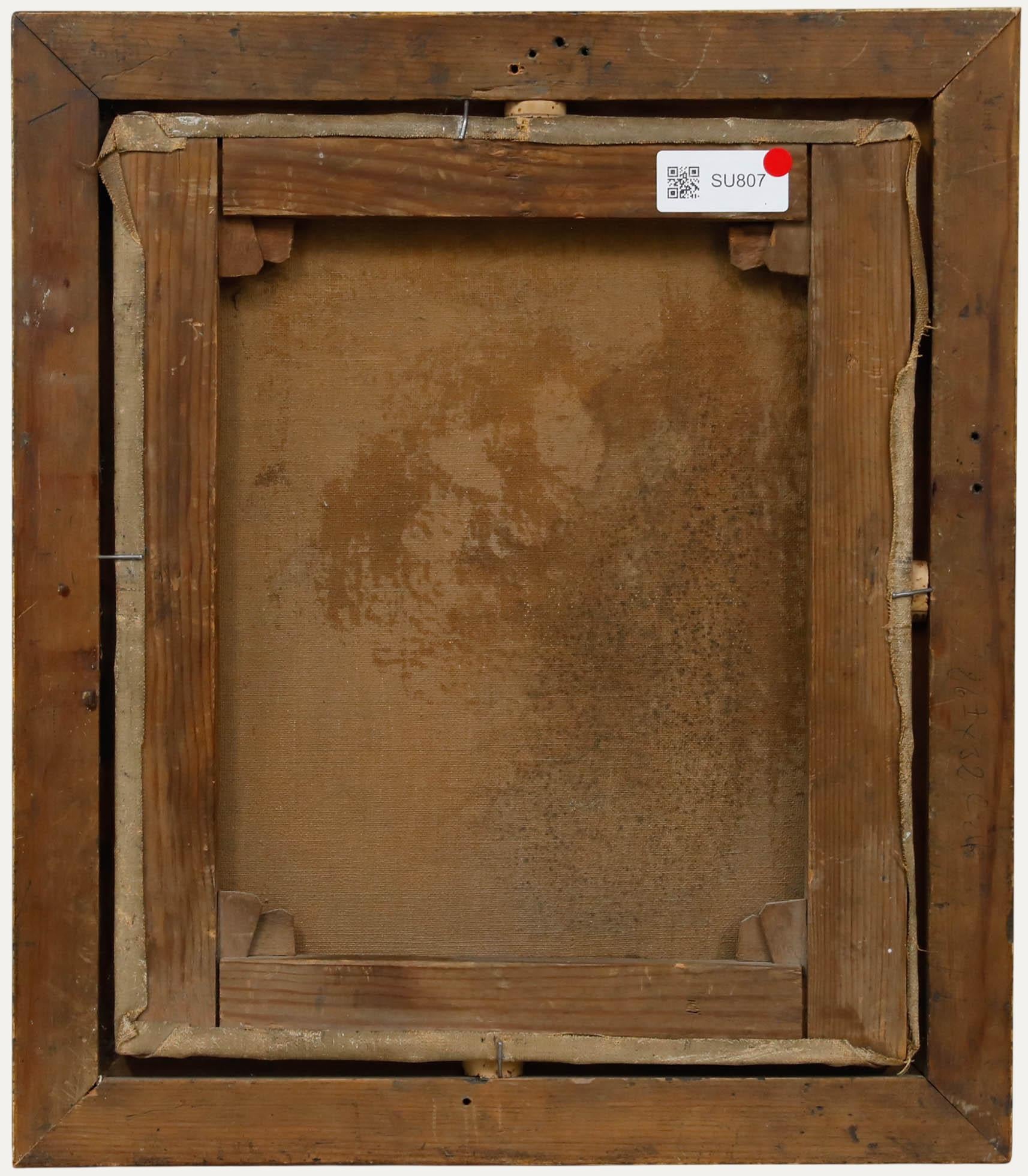 Belle huile du 19e siècle - Portrait d'une dame de profil - Marron Portrait Painting par Unknown