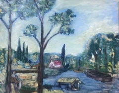 Provencal River Landscape Post Impressionist Oil Painting in Ornate Gilt Frame