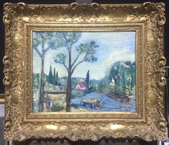 FINE 20TH CENTURY FRENCH POST-IMPRESSIONIST OIL - PROVENCAL RIVER LANDSCAPE