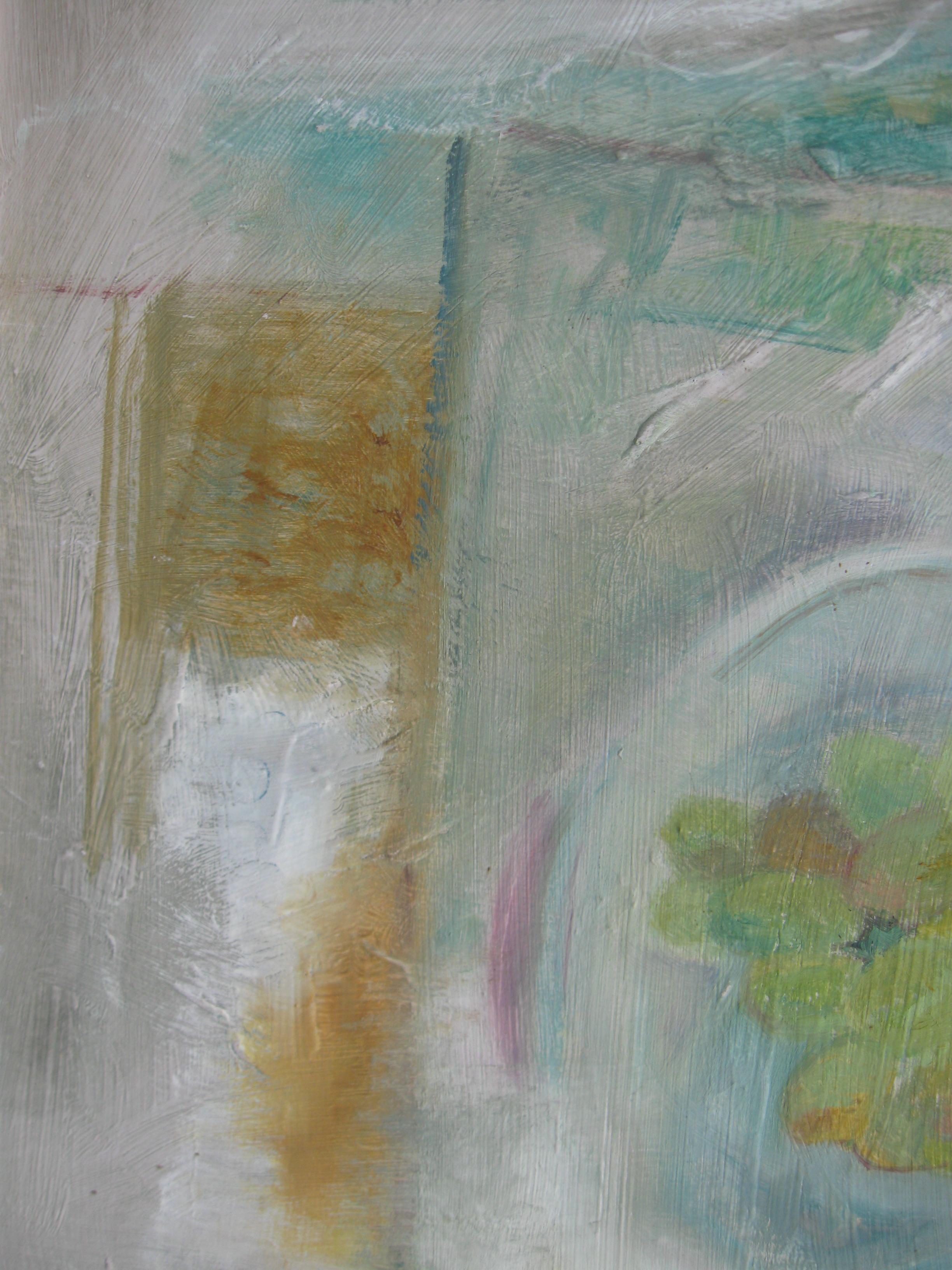 Post Impressionist/ Modernist Still Life with Landscape oil  For Sale 3