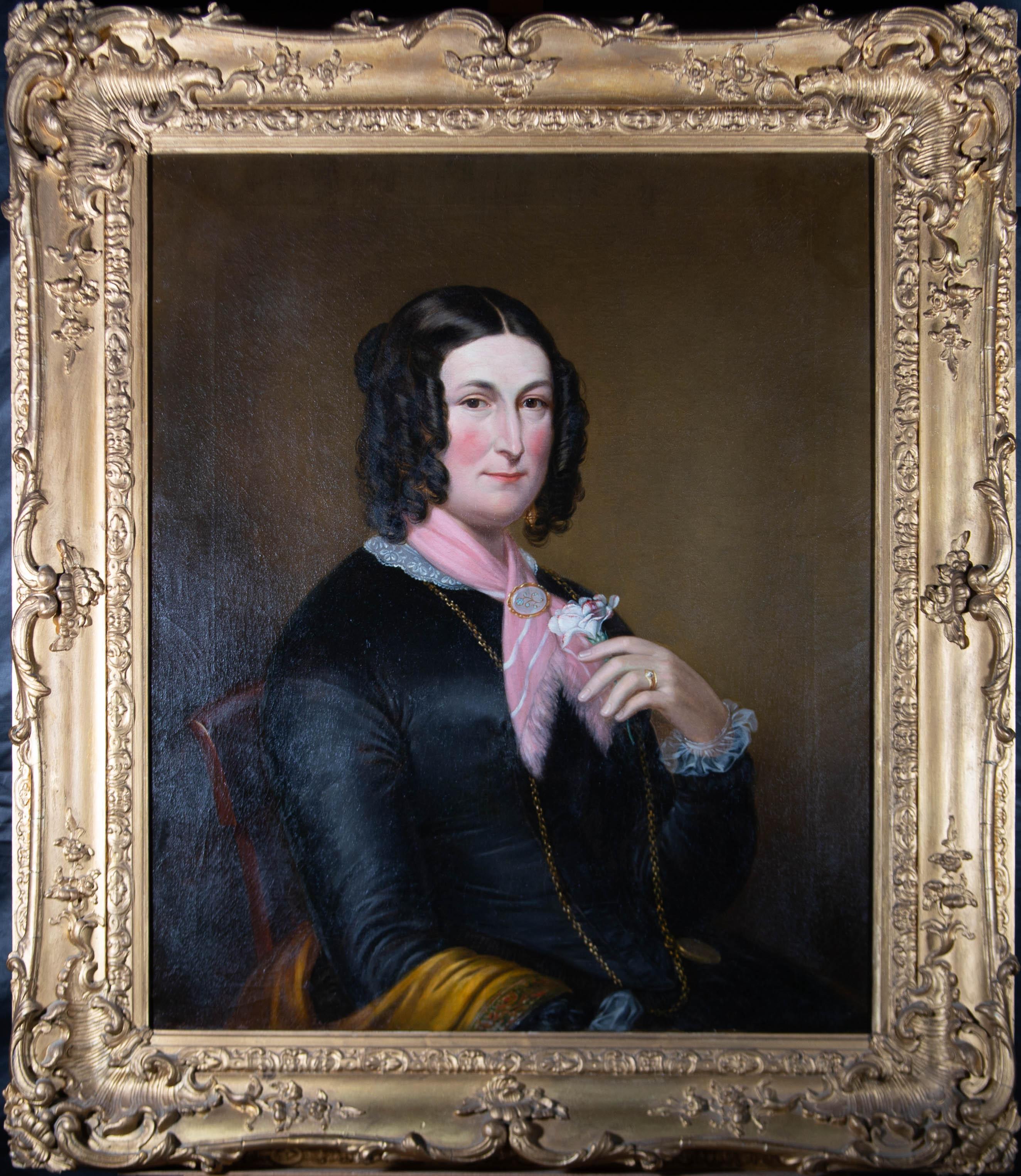 Unknown Portrait Painting - Fine c.1845 Oil - Portrait of a Widow