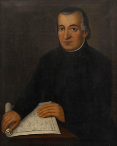 Fine Continental School Early 19th Century Oil - Portrait of a Cartographer