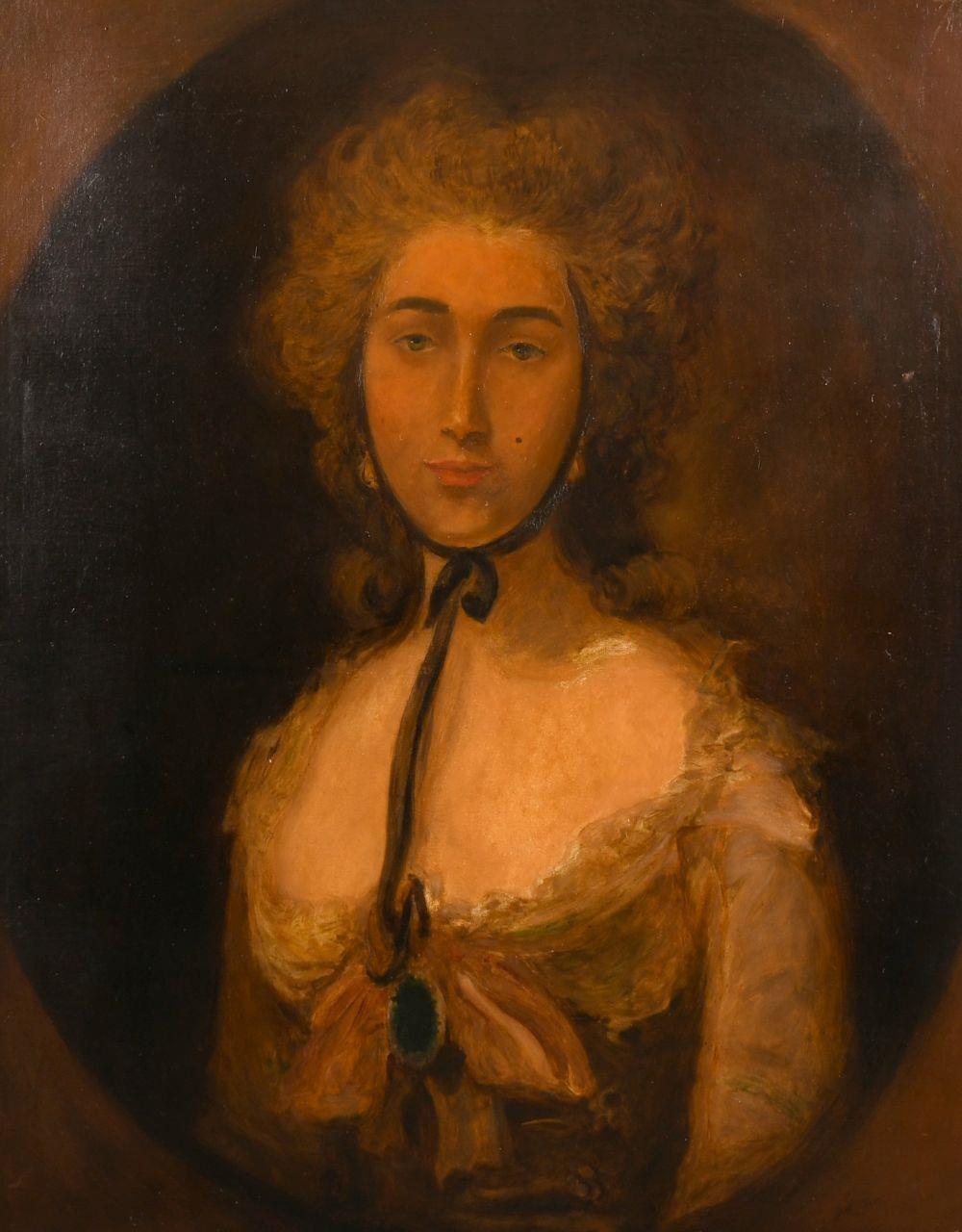 FINE EARLY 1800'S PORTRAIT OF A LADY - AFTER GAINSBOROUGH - LARGE OIL PAINTING - Painting by Unknown