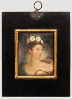 Antique Fine Early 19th Century Miniature Oil - Vision of Beauty