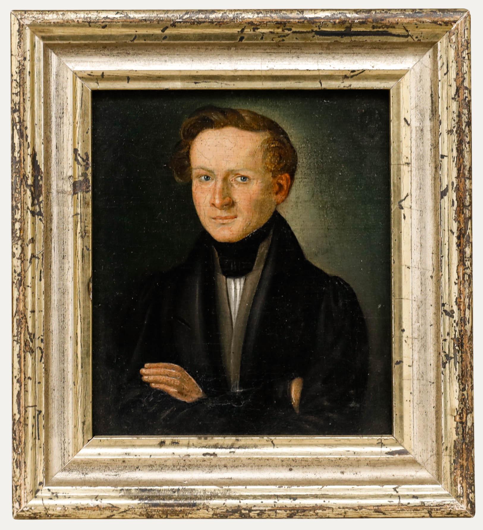 Belle huile du début du 19e siècle - Portrait d'un gentleman avisé