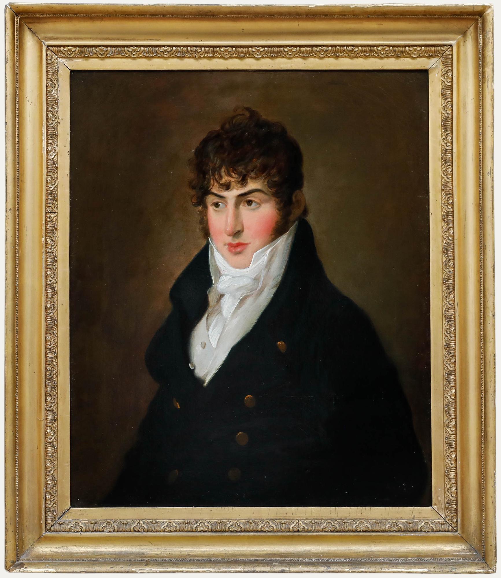 Unknown Portrait Painting - Fine Early 19th Century Oil - Portrait of a Regency Gentleman