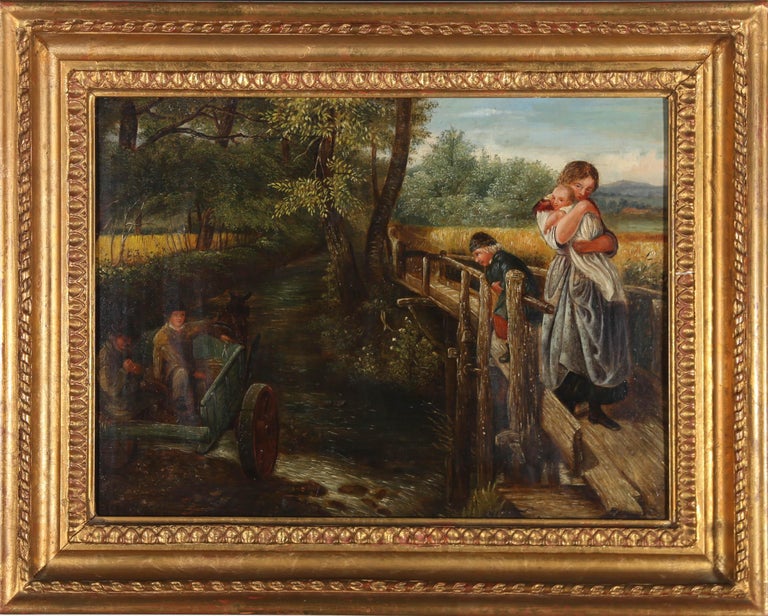 Unknown - Fine English School Mid 19th Century Oil - Crossing The RIver ...