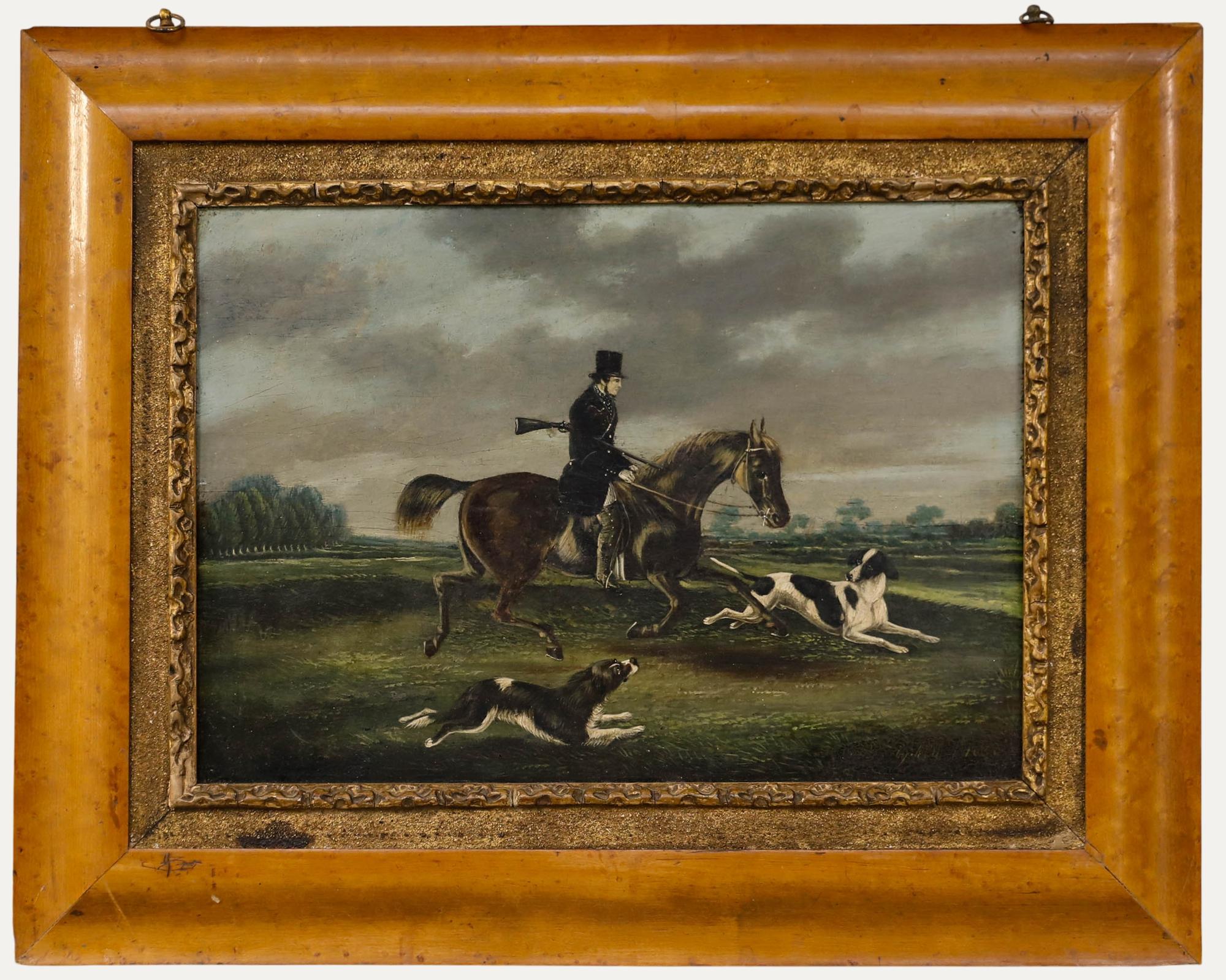 Huile fine encadrée de 1850 - La chasse