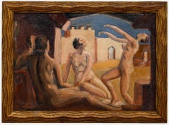 Fine Framed Mid 20th Century Oil - The Three Nudes