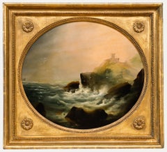 Fine Mid 19th Century Oil - Coastal Ruin in the Storm