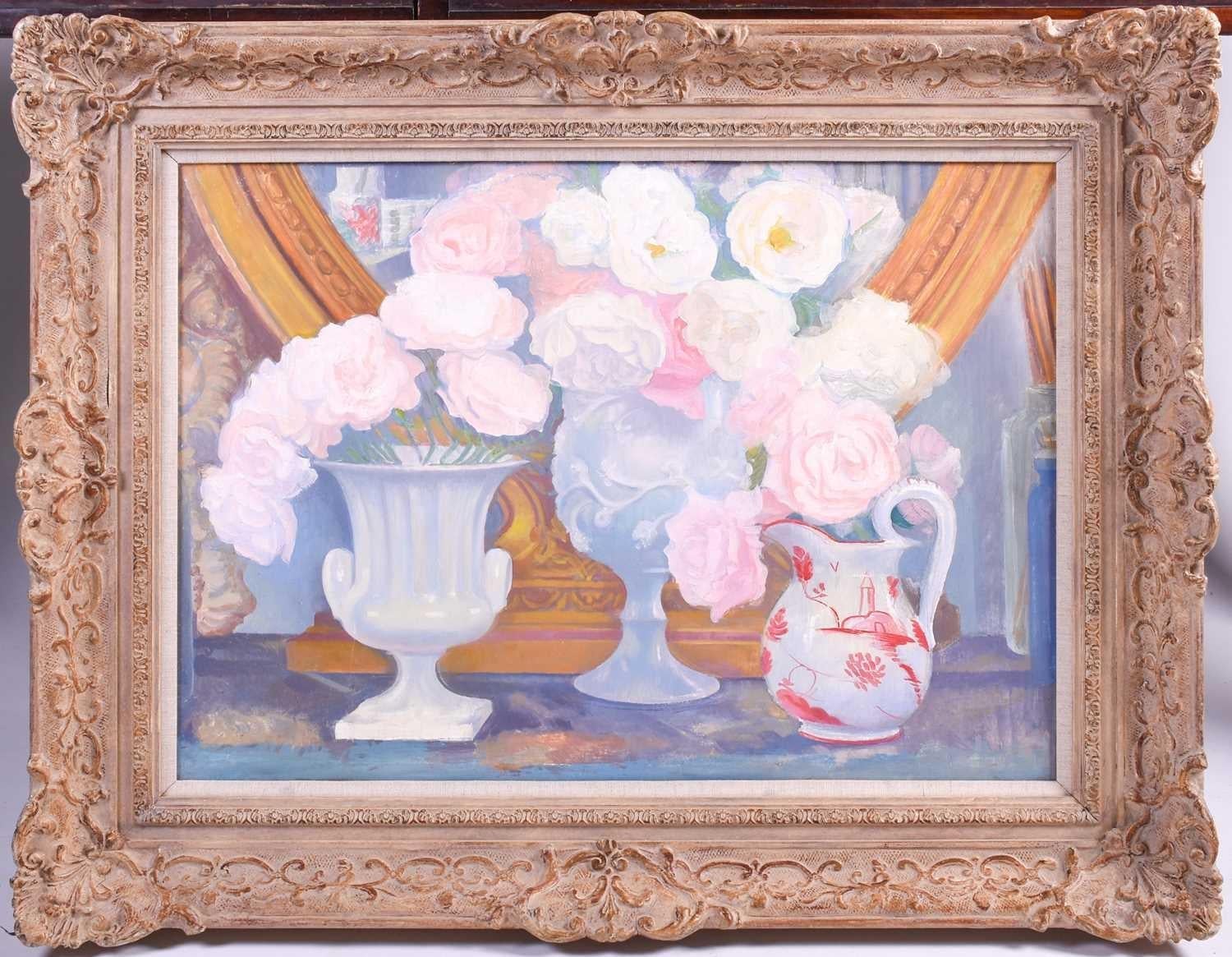 FINE MID 20TH CENTURY ENGLISH IMPRESSIONIST OIL - STILL LIFE FLOWERS & ORNAMENTS