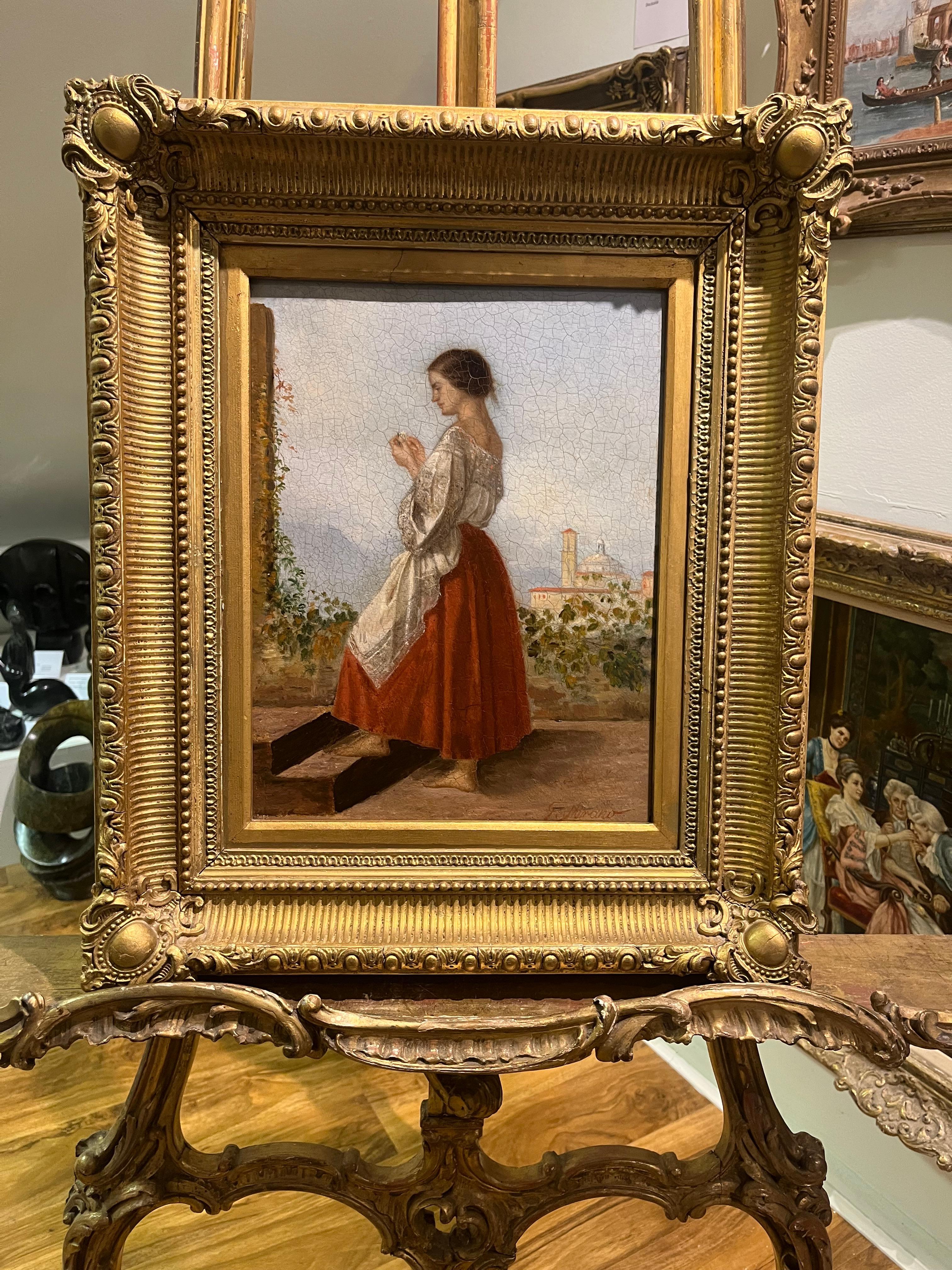 FINE Original Antique 19th Century French School OLD MASTER OIL PAINTING For Sale 14