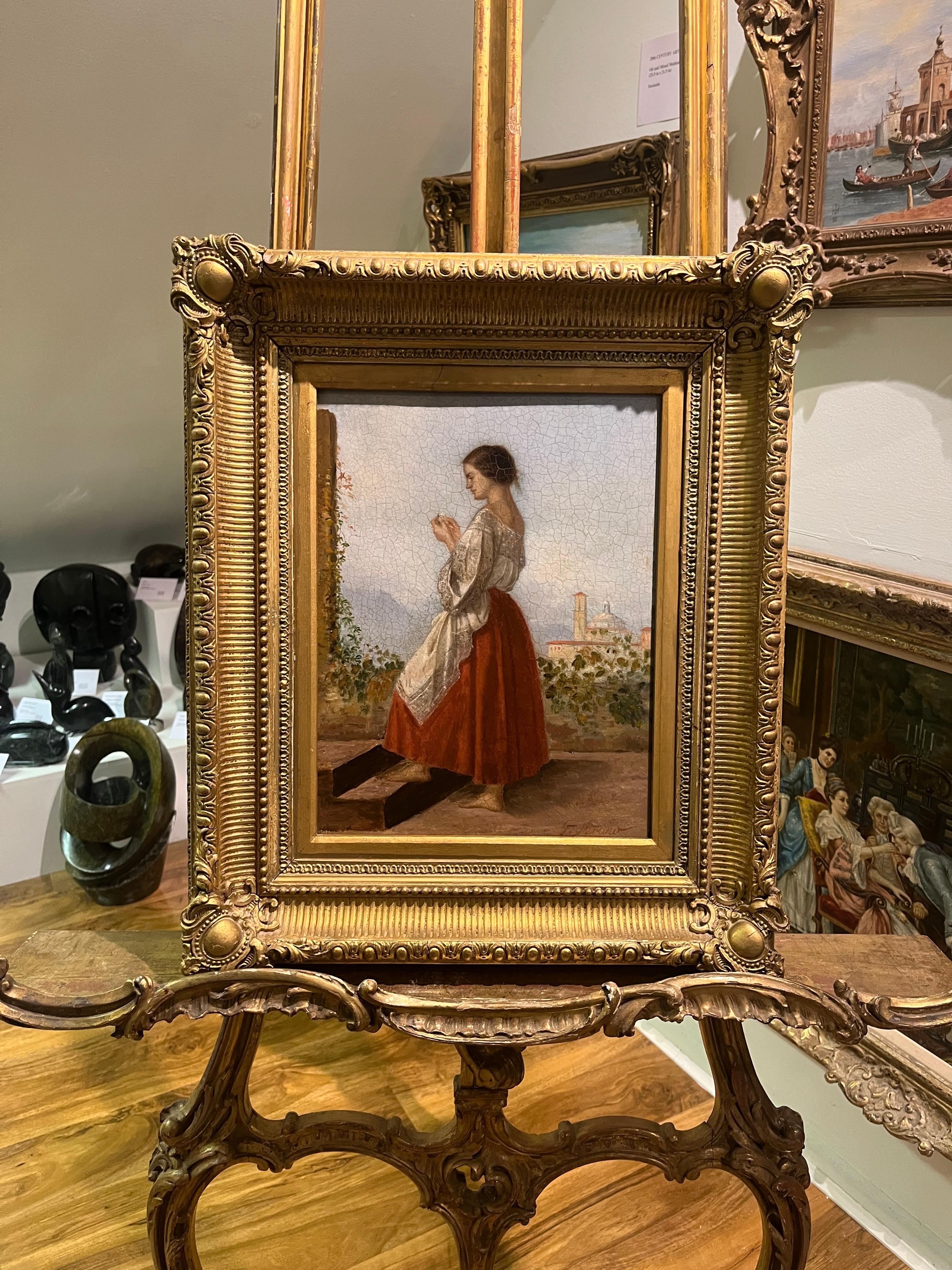 FINE Original Antique 19th Century French School OLD MASTER OIL PAINTING For Sale 15