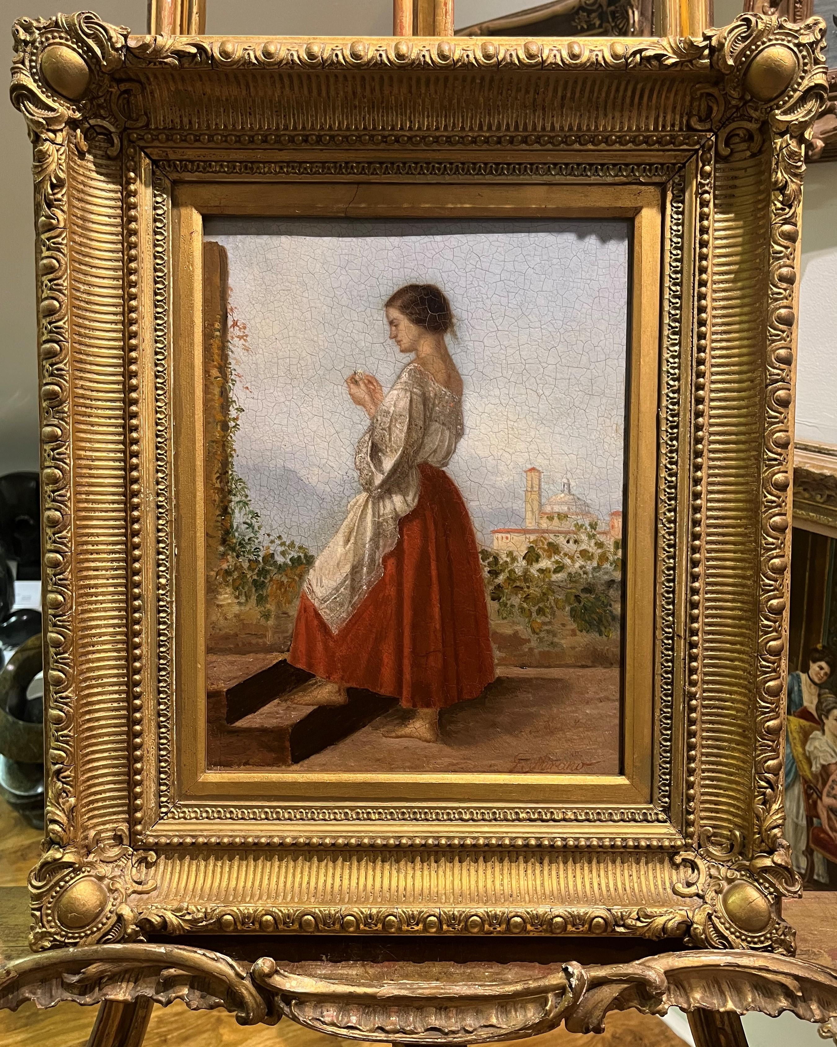 FINE Pittura ad olio originale Antique French School del 19° secolo - Painting di Unknown