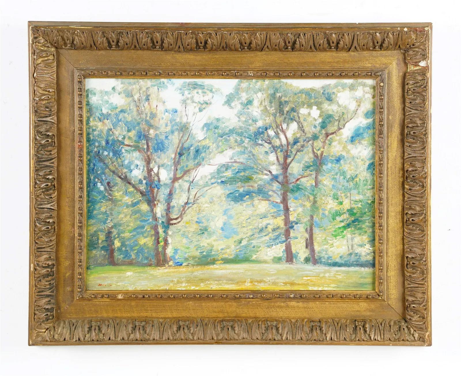 Fine Quality Antique American School Impressionist Landscape Signed Oil Painting For Sale 1