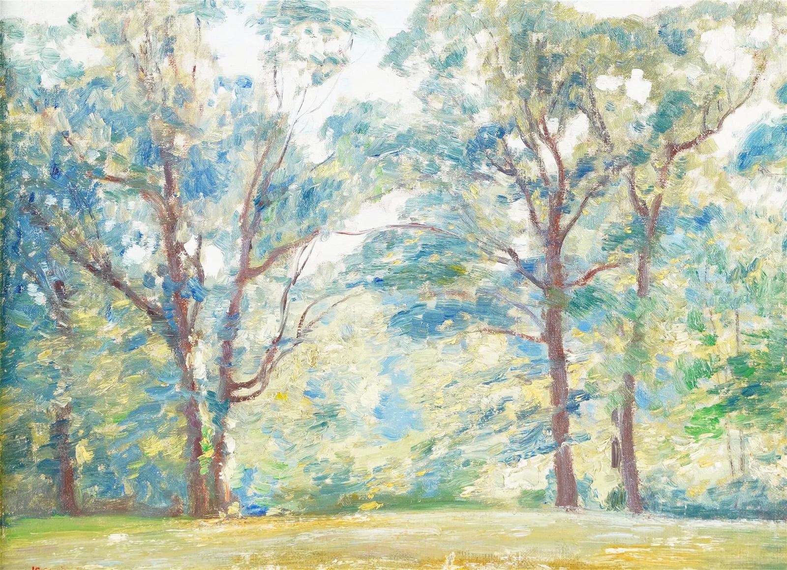 Fine Quality Antique American School Impressionist Landscape Signed Oil Painting 2