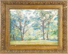 Fine Quality Antique American School Impressionist Landscape Signed Oil Painting