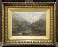 FINE VICTORIAN TRADITIONAL PAINTING - SCOTTISH HIGHLAND RIVER GLEN - GILT FRAME