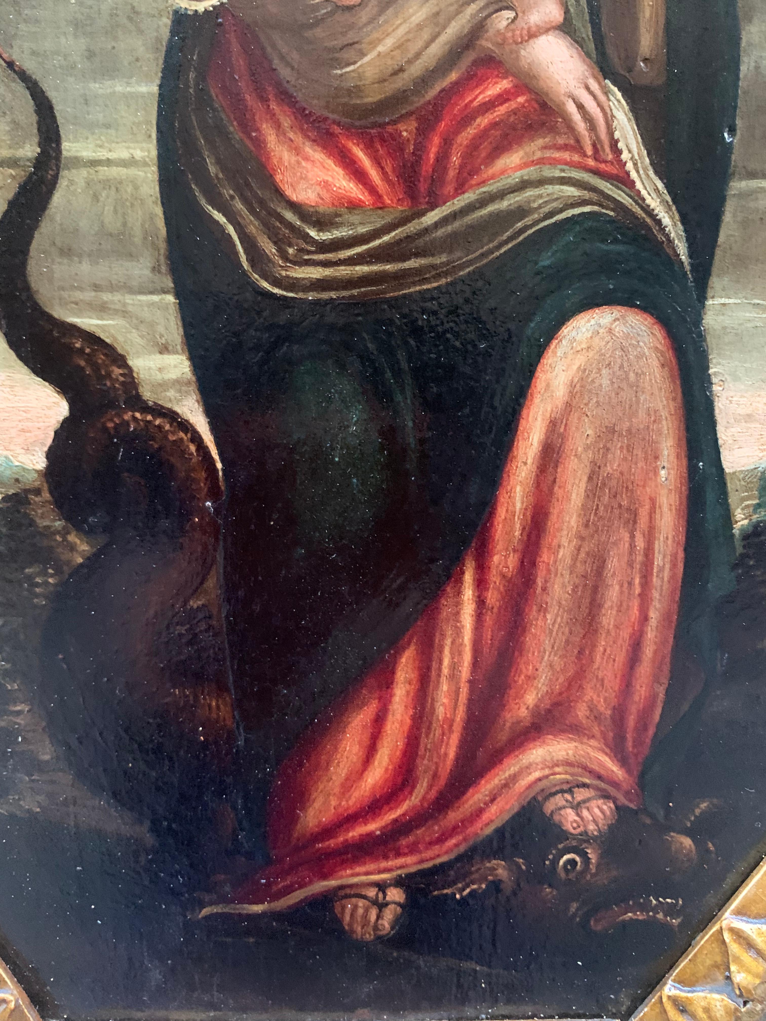 Ende des 16. Jahrhunderts. Unbefleckte Empfängnis. Jungfrau mit Kind und Drache. (Renaissance), Painting, von Unknown