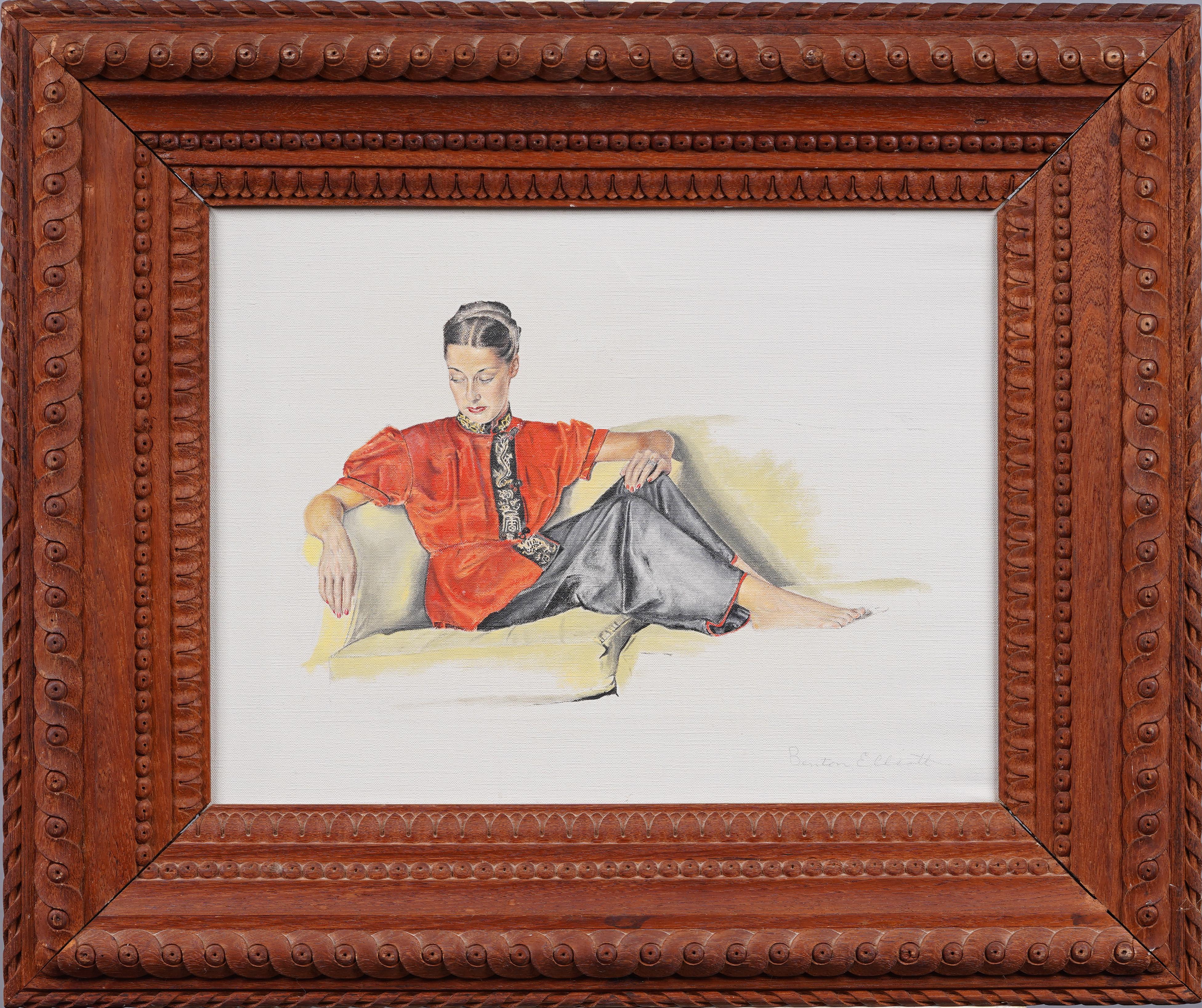 Finely painted American realist portrait painting.  Oil on canvas.  Housed in a great period frame.  Signed.  
