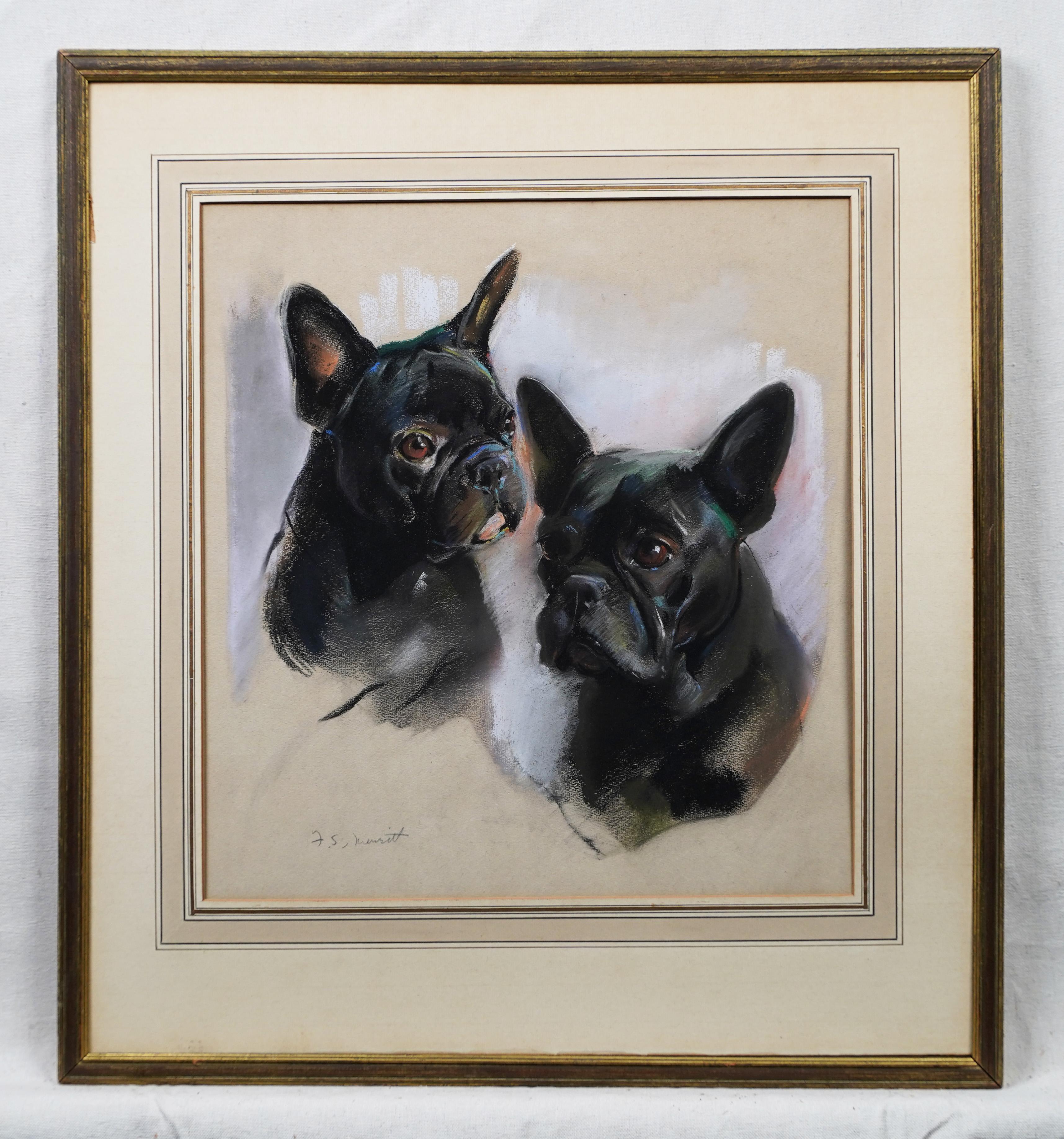 Ritratto di bulldog francese realista americano finemente dipinto e firmato - Painting di Unknown