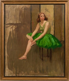 framed oil paintings for sale Finely Painted Antique American School Ballerina Portrait Framed Oil Painting