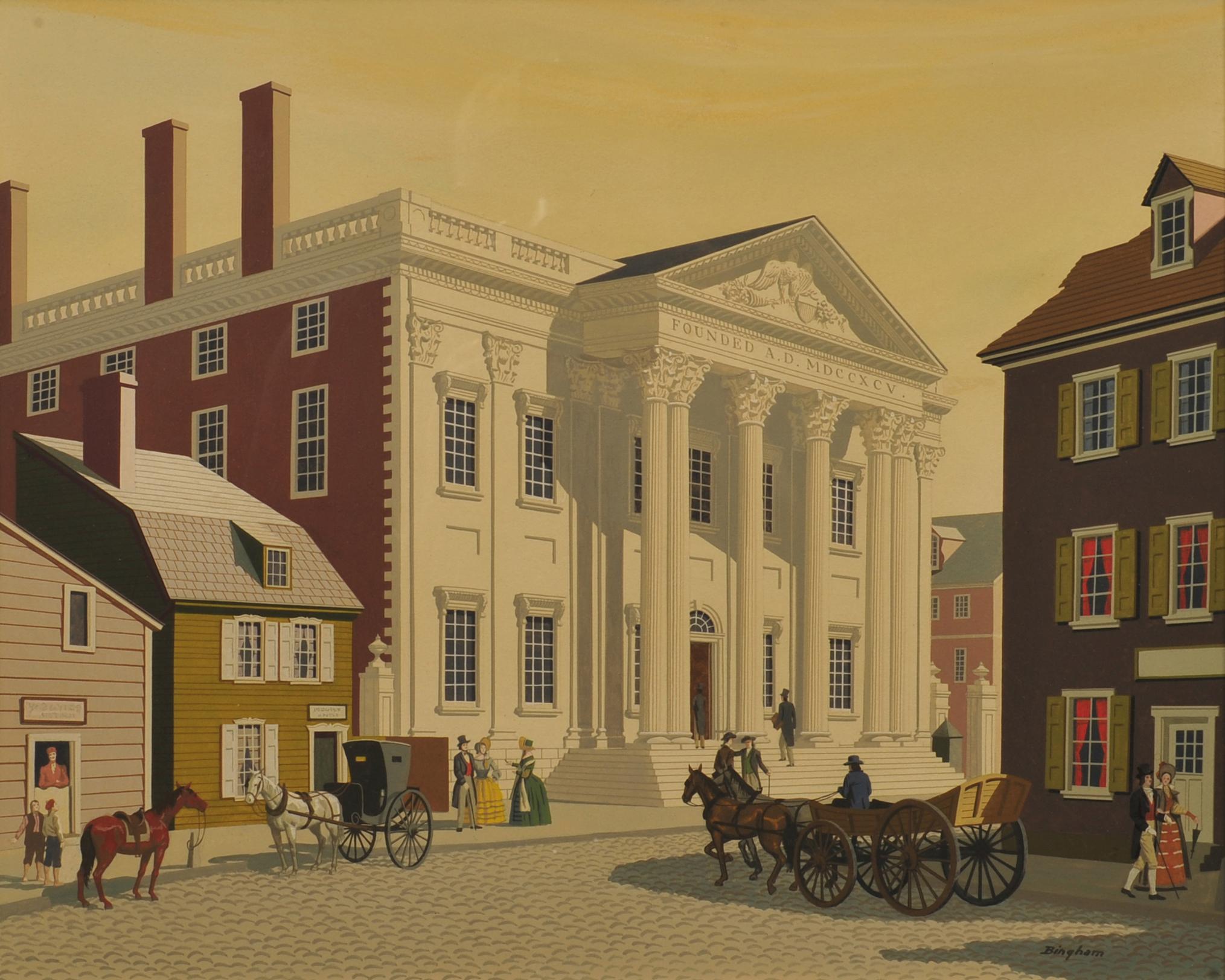 First Bank in Philadelphia - Painting by Unknown