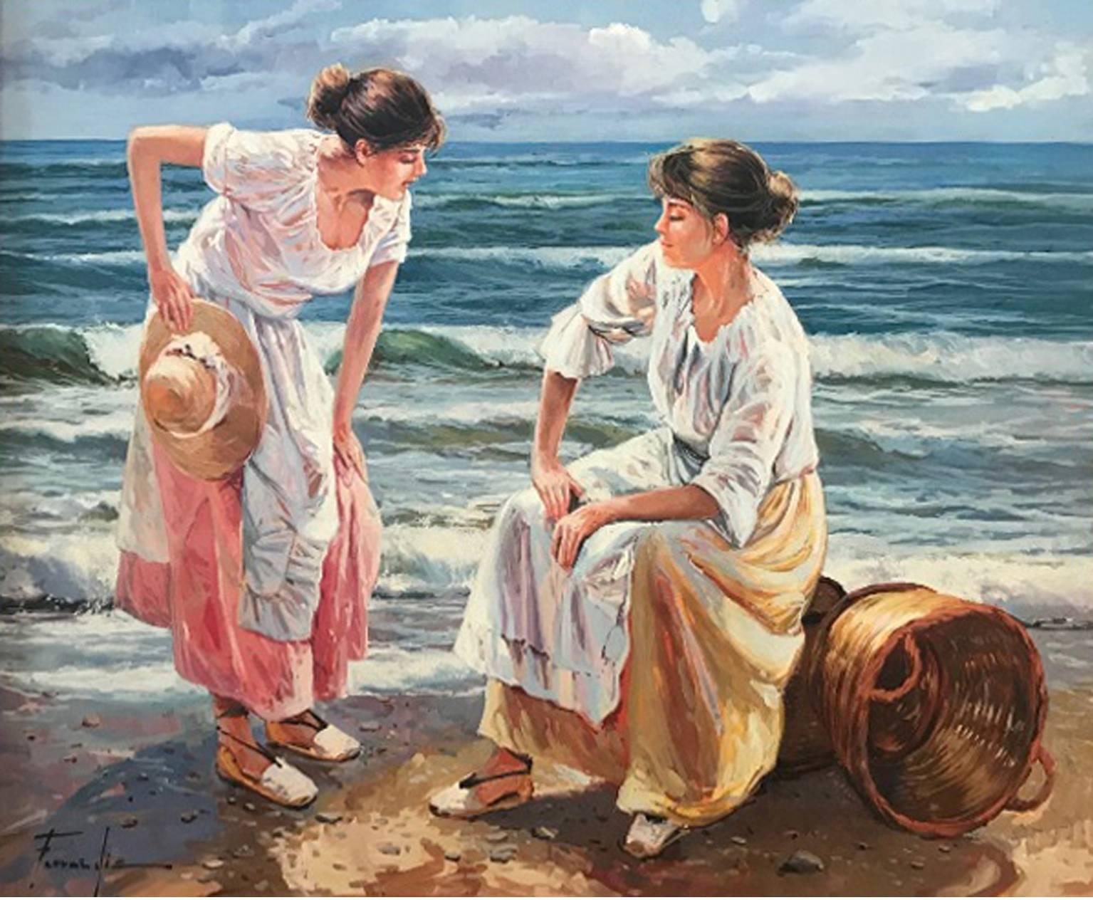 Unknown Interior Painting - Fisherman, beach, sea, 