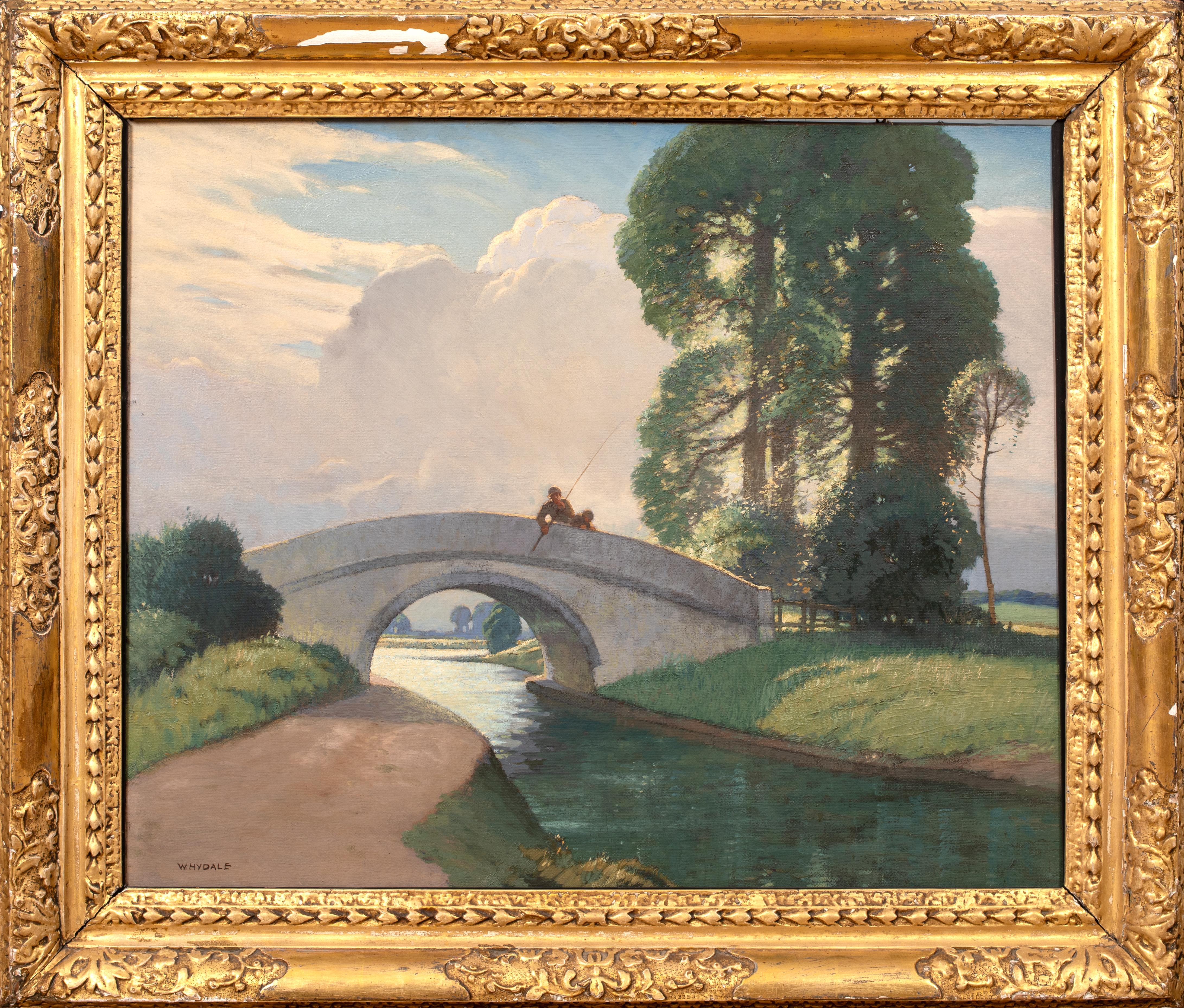 Angeln an der Brücke im Sommer, um 1920 Ernest Herbert Whydale (1886–1950)