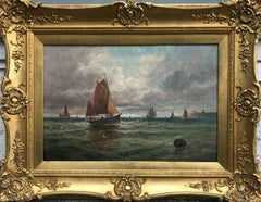Fishing Boats Near the Shore (Antique Maritime Painting)