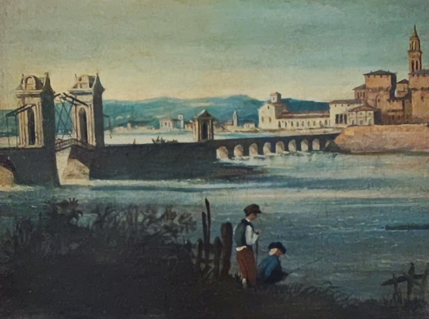 Landscape Painting de Unknown - Pesca junto al río