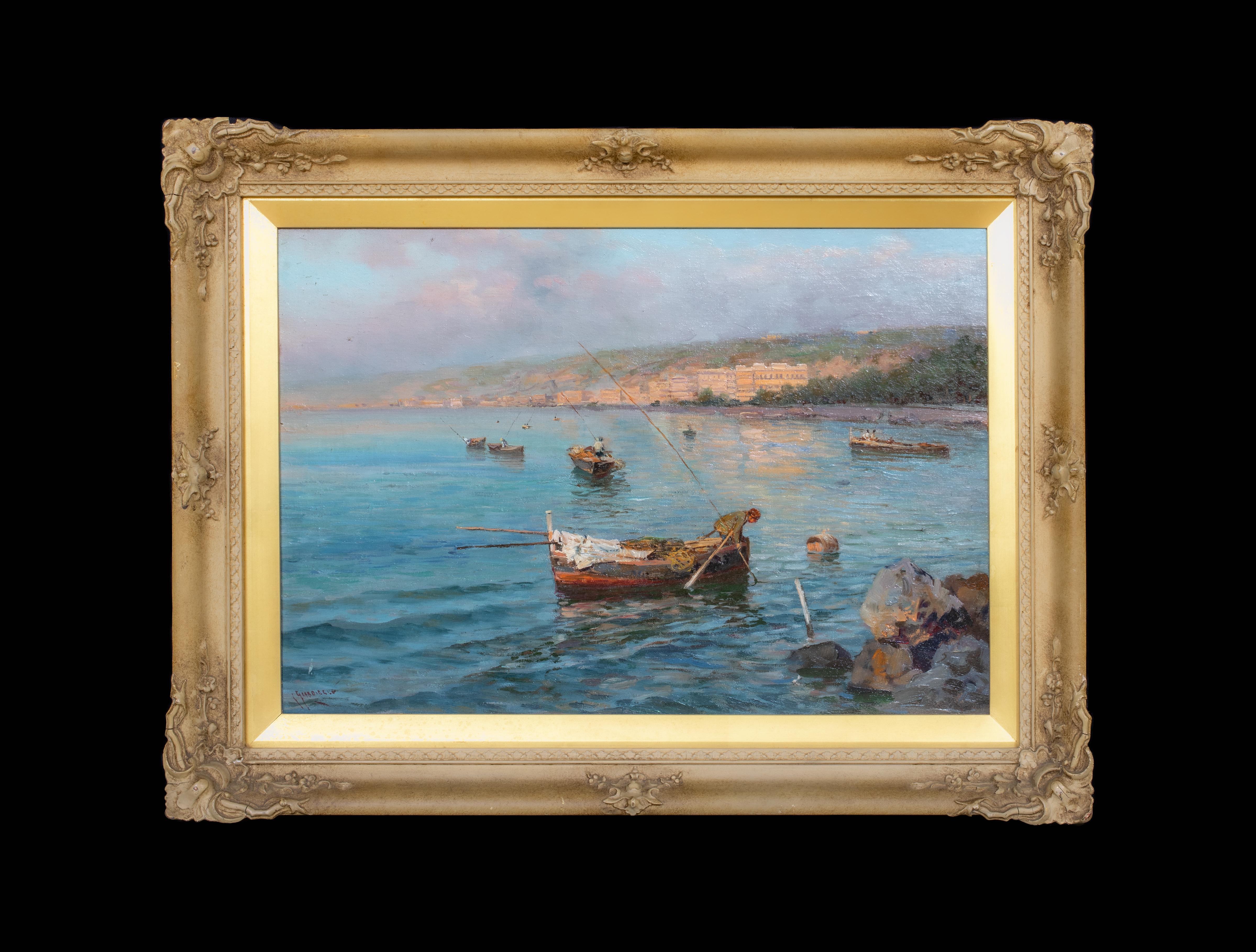 Fishing Off The Bay Of Naples  by GUISEPPE GIARDIELLO (1877-1920) - Painting by Unknown