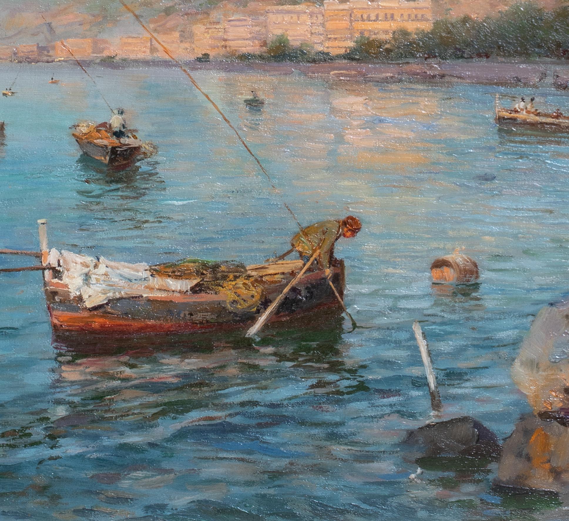Fishing Off The Bay Of Naples  by GUISEPPE GIARDIELLO (1877-1920) For Sale 3