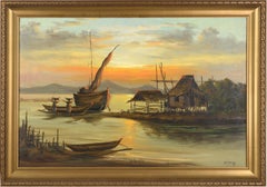 Fishing Village am Sonnenuntergang von Ramos Philippines 