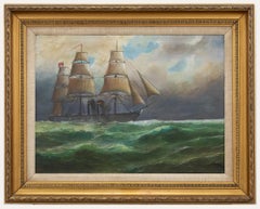 Antique Fitzgerald Moore - Framed 1986 Oil, Steam Ship at Sea