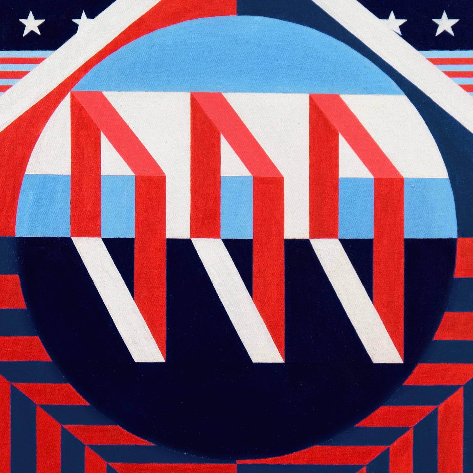 'Flag Medley', American School Pop Art, Red White and Blue, Stars and Stripes - Painting by Unknown
