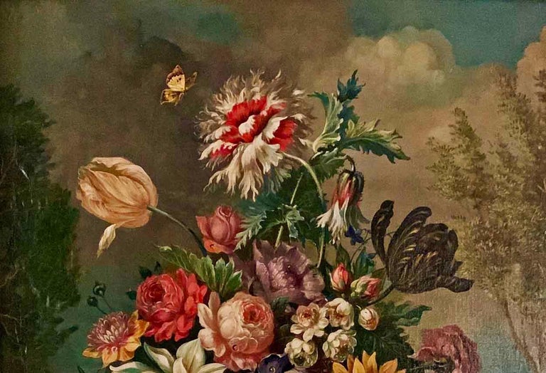 19th Century Flemish Floral Still Life, Oil on Canvas on Panel - Old Masters Painting by Unknown