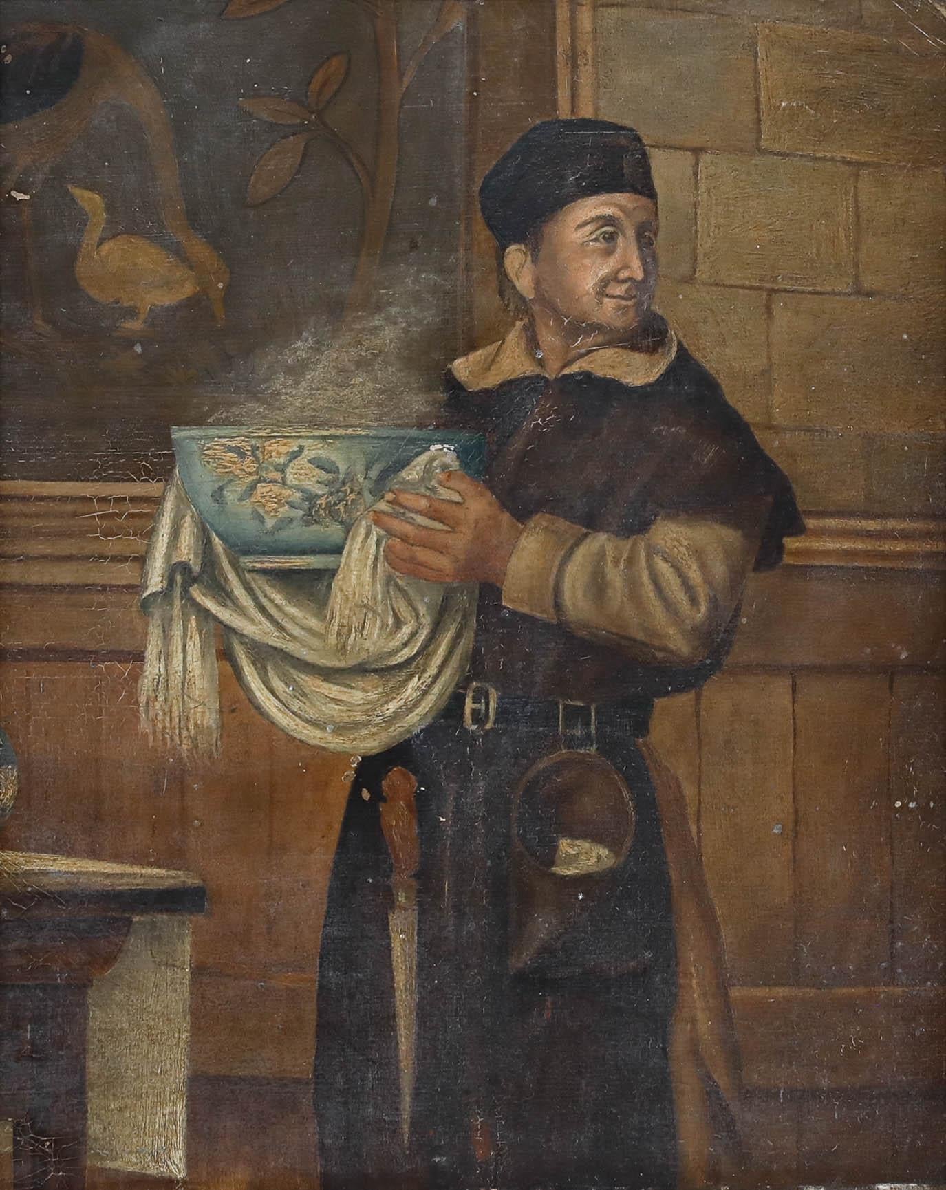 Flemish School  18th Century Oil - The Monastery Cook - Painting by Unknown
