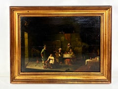 Flemish School, Oil on Panel – Interior Scene with Figures